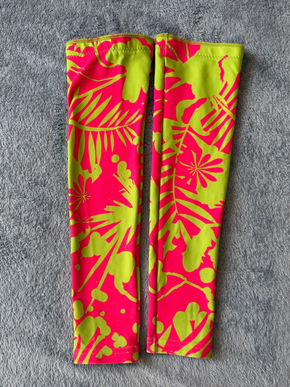 Pink & Lime Tropical Print Cycling Arm Warmers